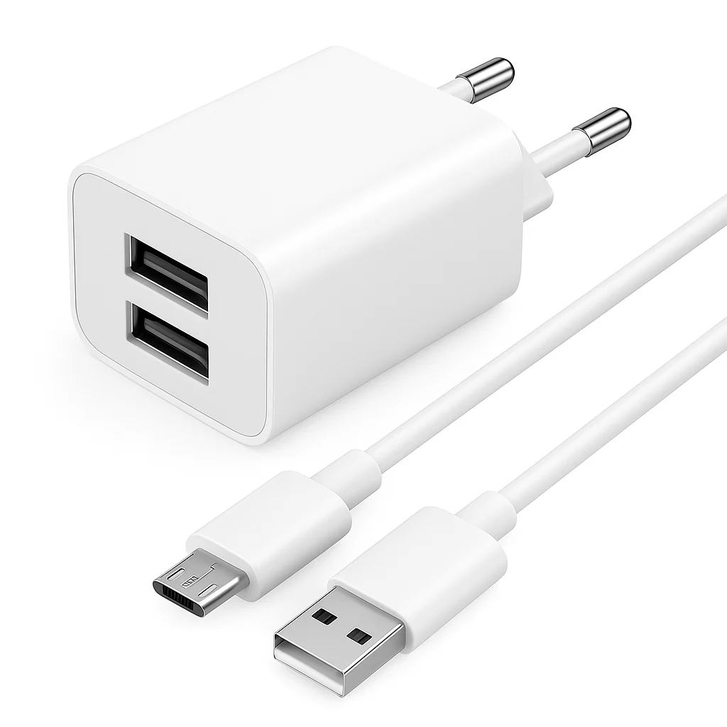 Doppel USB Ladegerät mit Kabel �?2 USB-A Ports Netzteil für iPhone, Samsung & mehr
