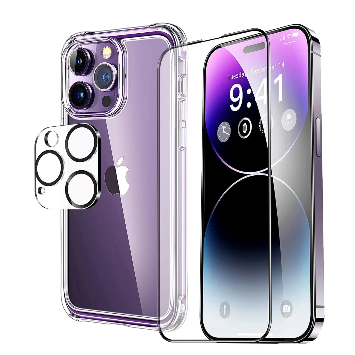 Handyhülle für iPhone mit Display Schutz Glas und Kamera-Schutz  3-in-1 Set