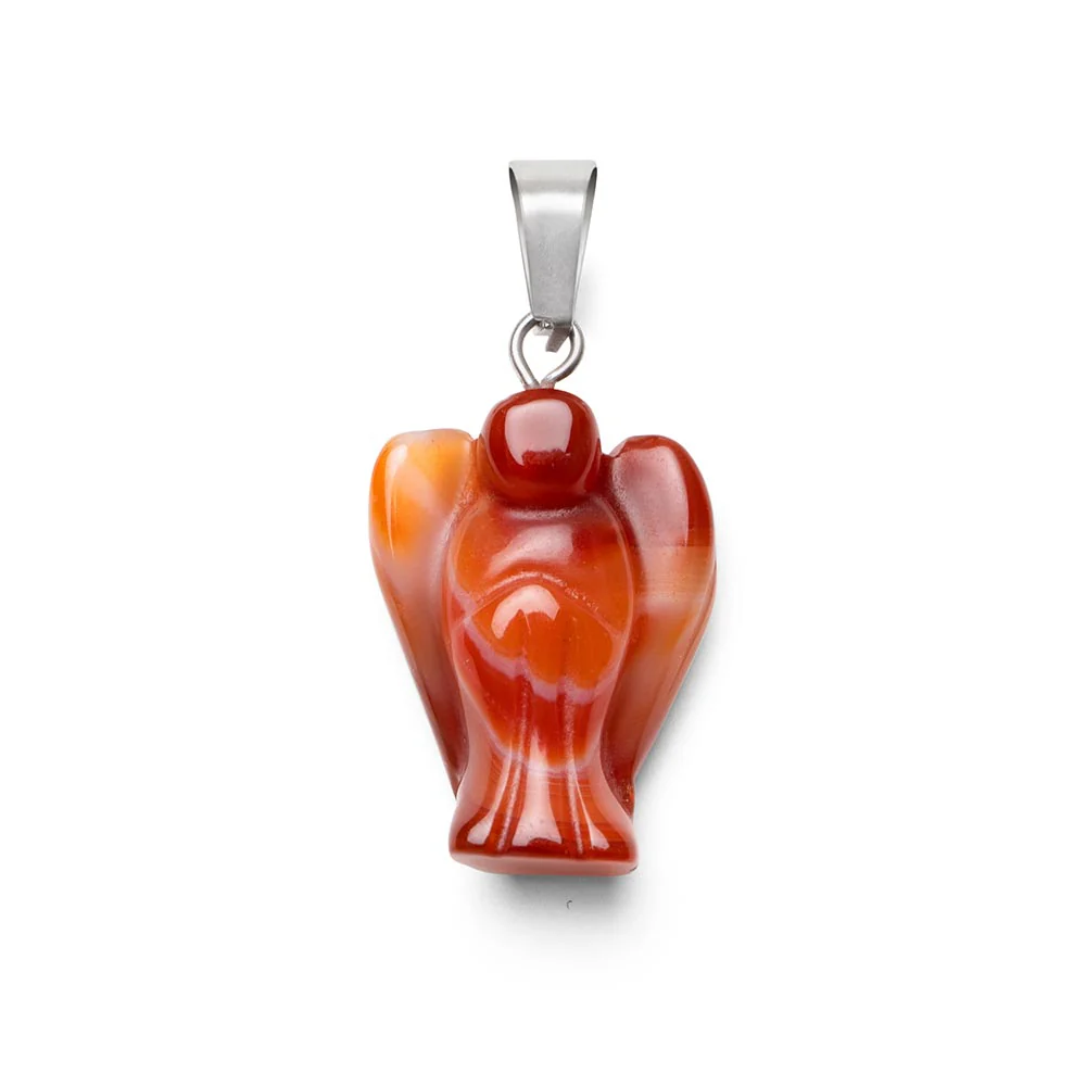 Agaat Hanger - Oranje Beschermengel - Edelsteen Engeltje - Steun