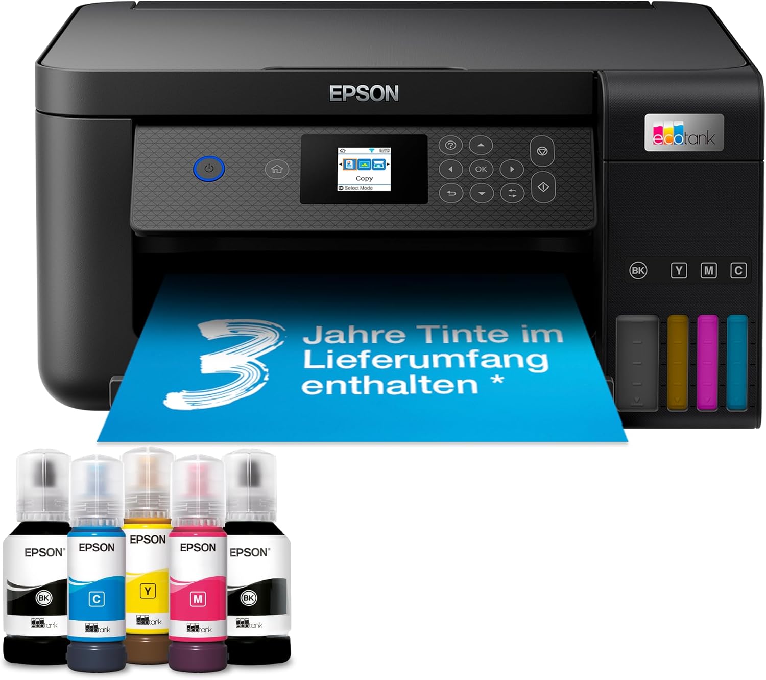 Epson EcoTank ET-2850 A4-Multifunktions-Wi-Fi-Tintentankdrucker, mit einem im Lieferumfang enthaltenen Vorrat an Tinten bis zu 3 Jahren