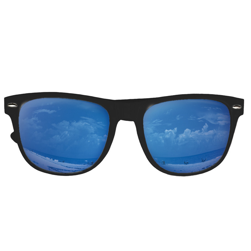Blue Mirror Lens Black Frame Sunglasses 1065D