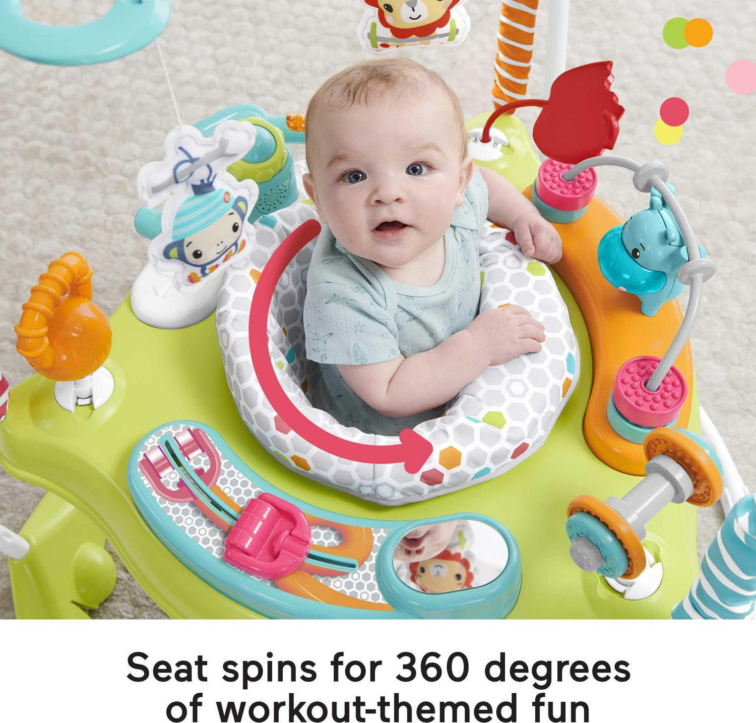 Fisher-Price Baby Bouncer Fitness Fun Folding Jumperoo Infant Activity Center with Lights & Music. Unisex
