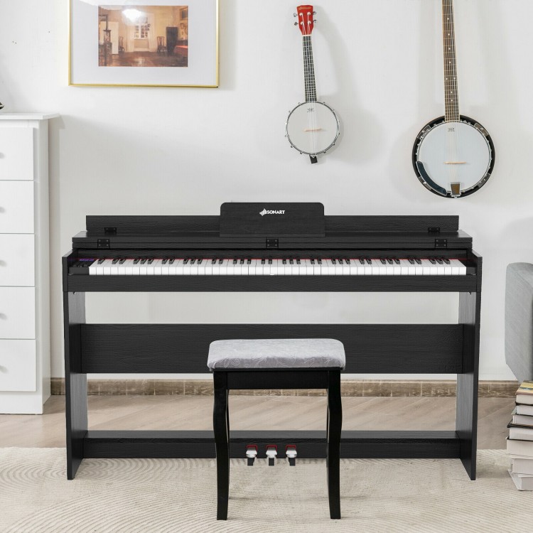 88 Key Full Size Electric Piano Keyboard with Stand 3 Pedals MIDI Function