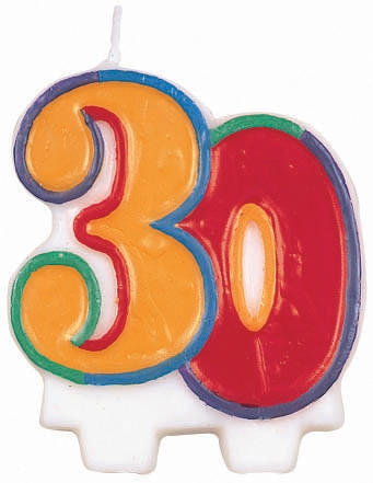 30th Birthday Candle Flat Molded 3805