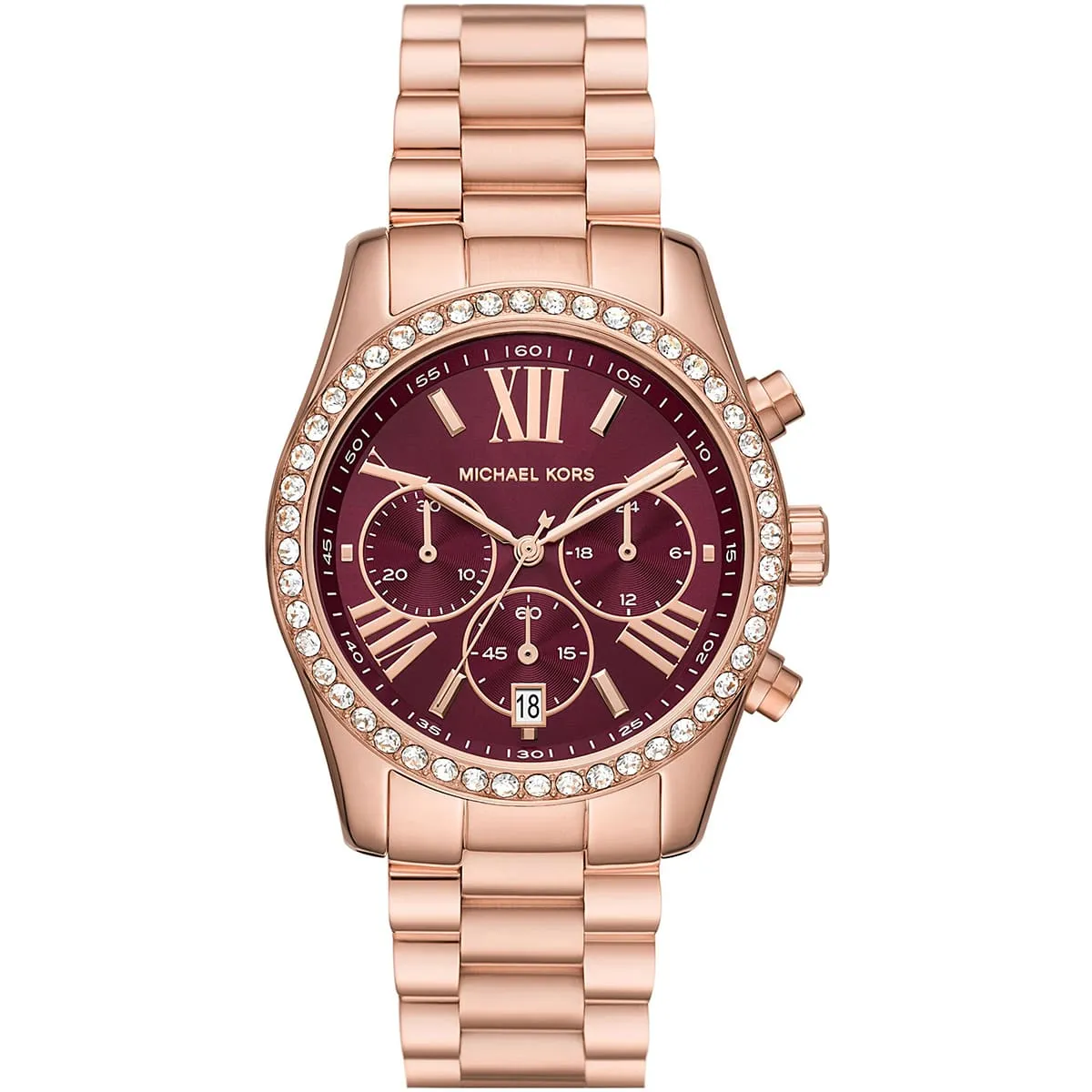 Michael Kors Lexington Lux Chronograph Rose Gold-Tone Women's Watch - MK7275