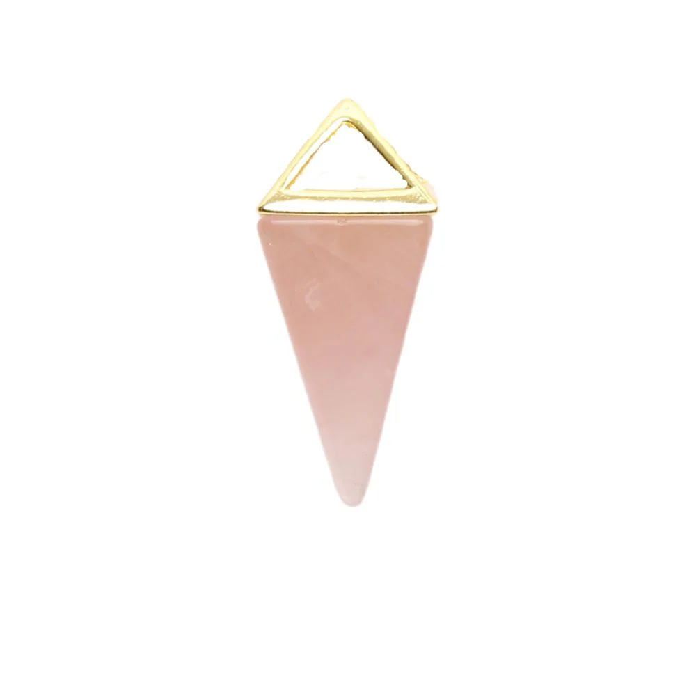Rozenkwarts Hanger - Ketting Pendel - Gouden Piramide