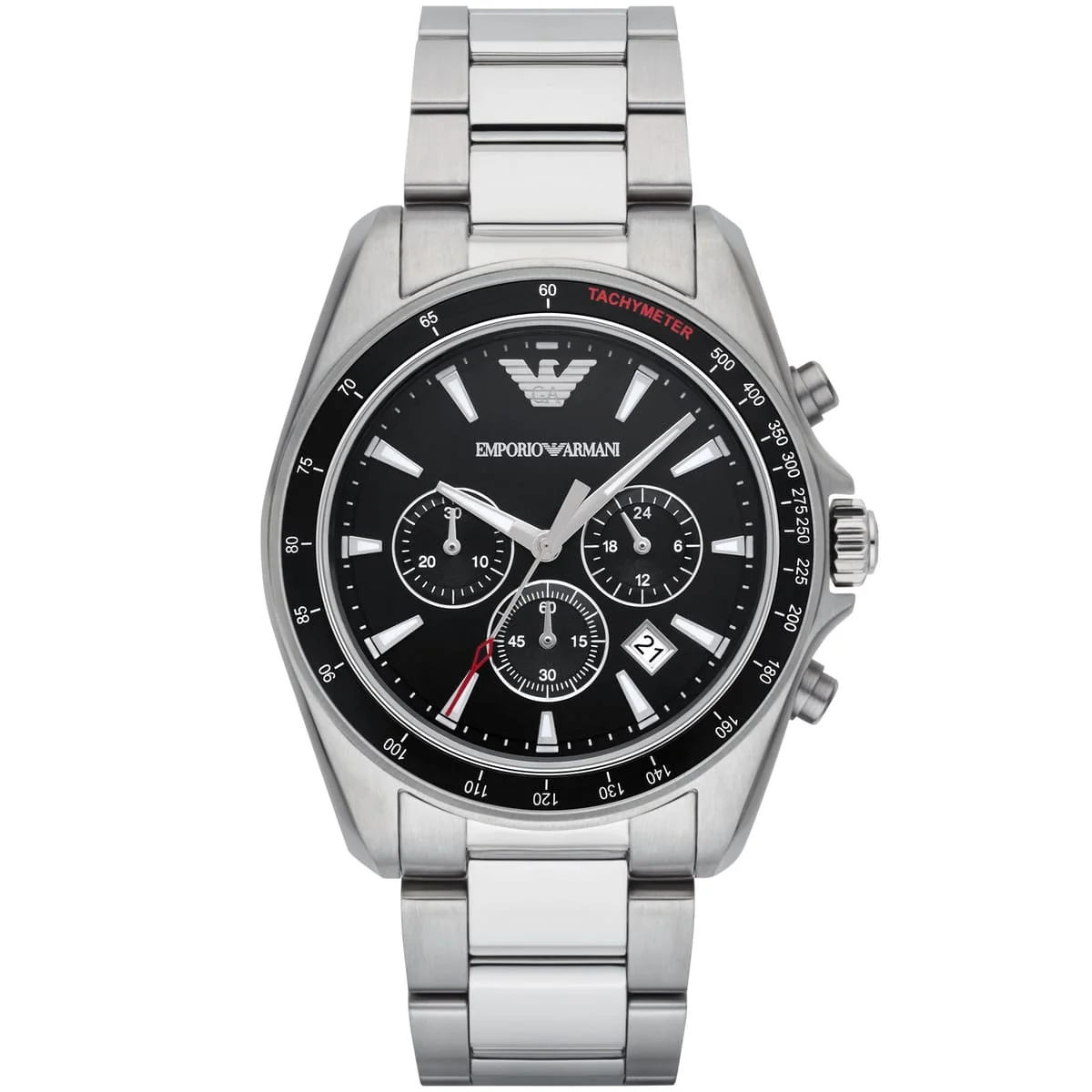 Emporio Armani Sigma Chronograph Black Dial Silver Men's Watch - AR6098