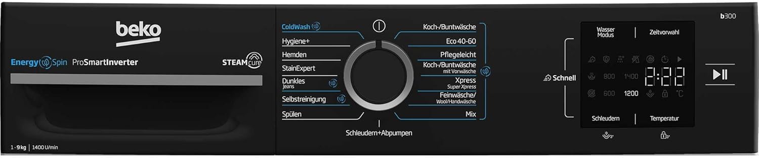 Beko WMC81464ST1 Waschmaschine, Bluetooth, 8 kg, ProSmart Inverter Motor, Dampffunktion, Pet Hair Removal, Watersafe+, Weiß