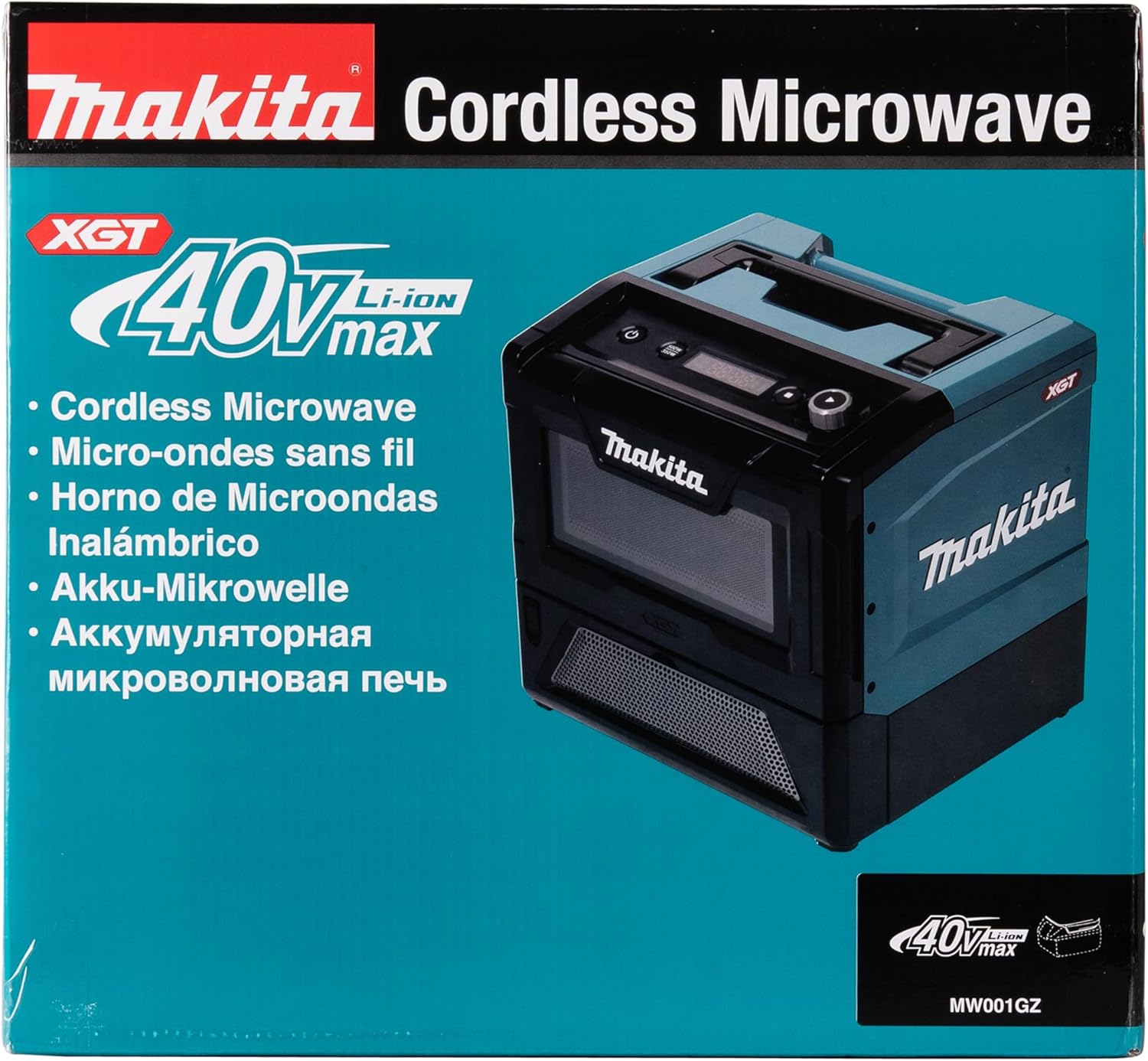 Makita MW001GZ Akku-Mikrowelle 40V max. 350/500 W, 8 l (ohne Akku, ohne Ladegerät)