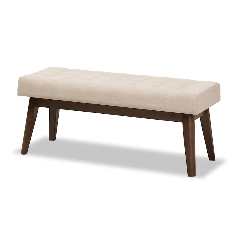 Baxton Studio Mid-Century Button-Tufted Fabric Bench