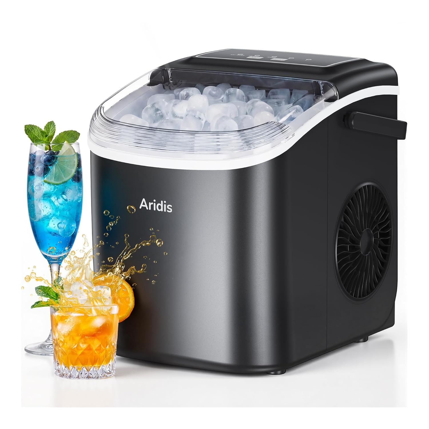 Eiswürfelmaschine Kleine 9 Eiswürfel in 6 Min,12kg/Tag - Selbstreinigende Eiswürfelmaschine, 2 Eiswürfel Größen,mit Eisschaufel, Eiswürfelbereiter Ice cube maker Ideal für Küche