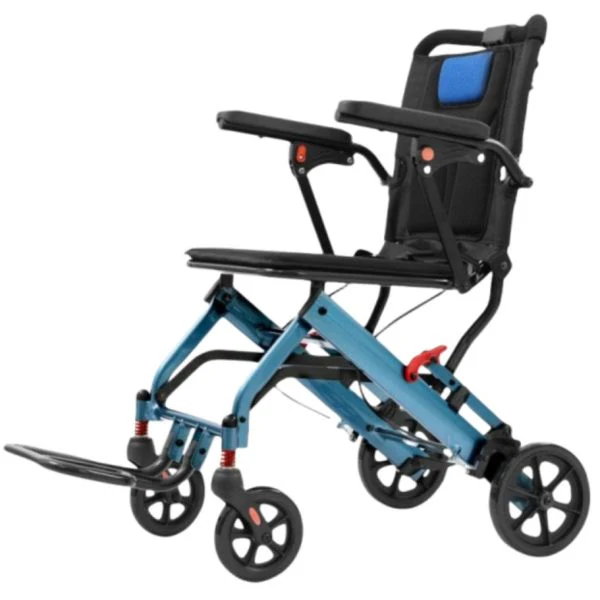 Ultra-Light Portable Folding Wheelchair, Travel-Friendly with Handbrake, 220 lbs Capacity, Ideal for Elderly & Children, 34.2�32.6 Unfolded Dimensions