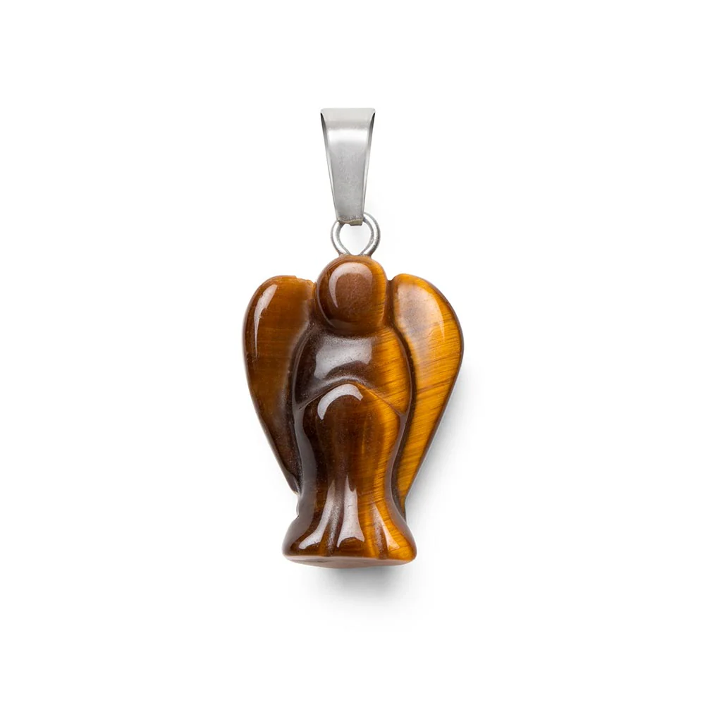 Tijgeroog Hanger - Bruine Beschermengel - Edelsteen Engeltje - Bescherming