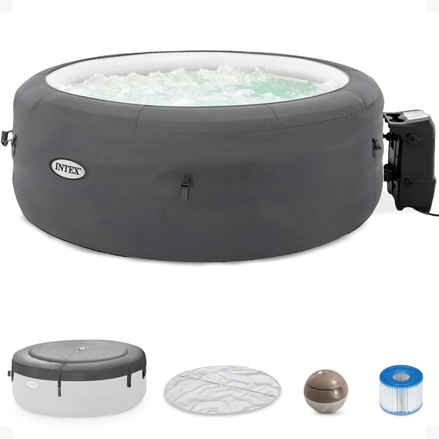 INTEX 28483E SimpleSpa Inflatable Hot Tub 4 Person Bubble Massage Spa: Includes Insulated