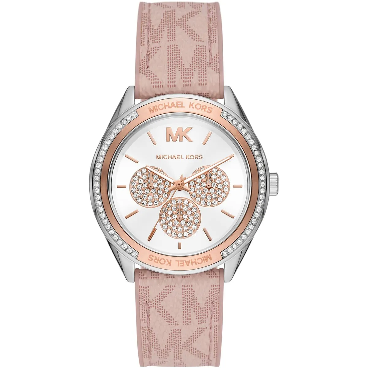 Michael Kors Jessa Multifunction Pink Silicone and Leather Strap Women's Watch - MK7206