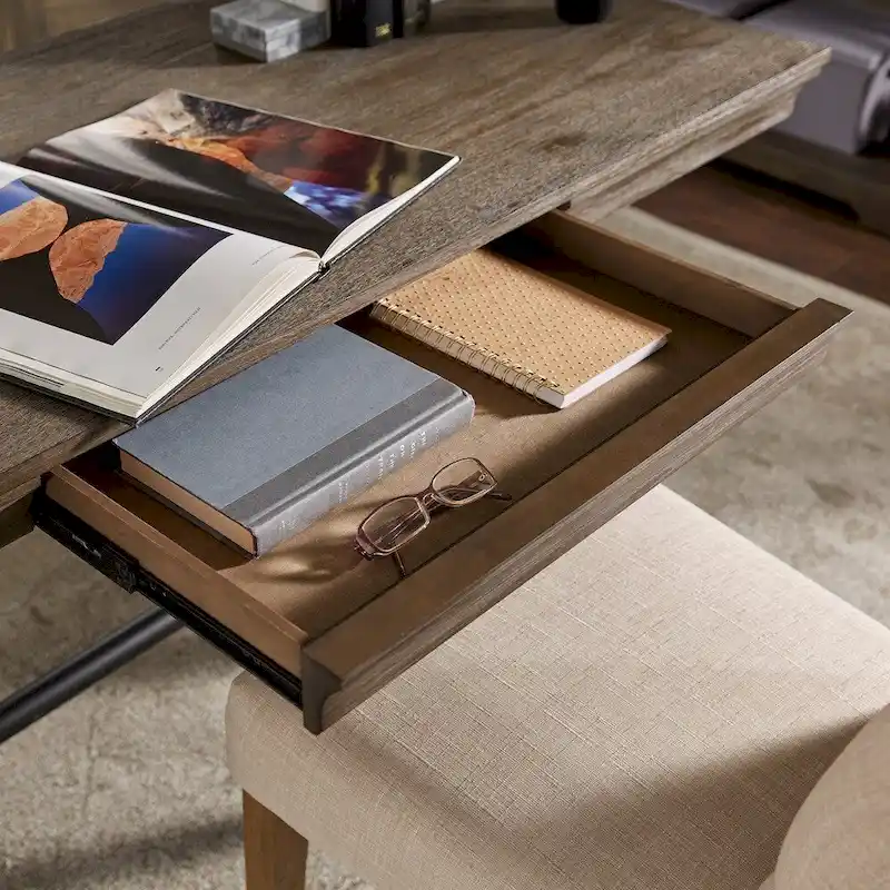 iNSPIRE Q Artisan Gannon 1-Drawer Writing Desk with Wire Brushed Oak Finish