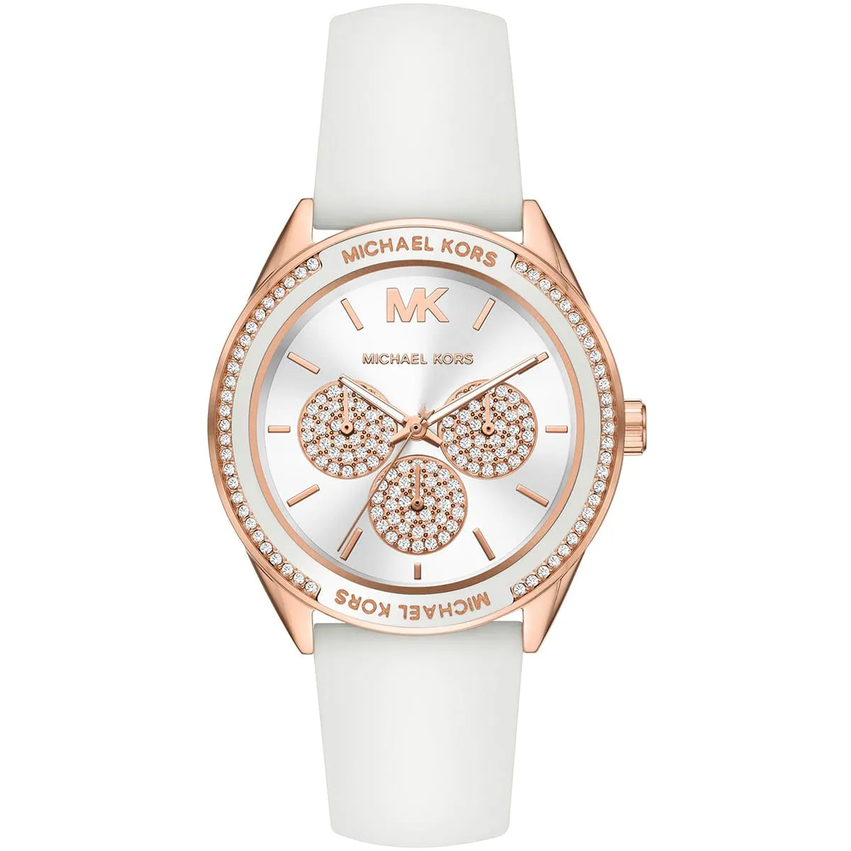 Michael Kors Oversized Sport Multifunction White Silicon Strap Women's Watch - MK6945