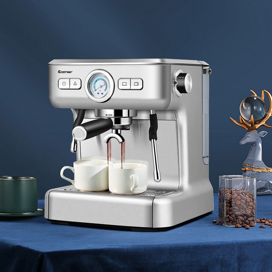 Máquina de Espresso Semi-Automática Costway con Tanque de Agua y Vaporizador de Leche