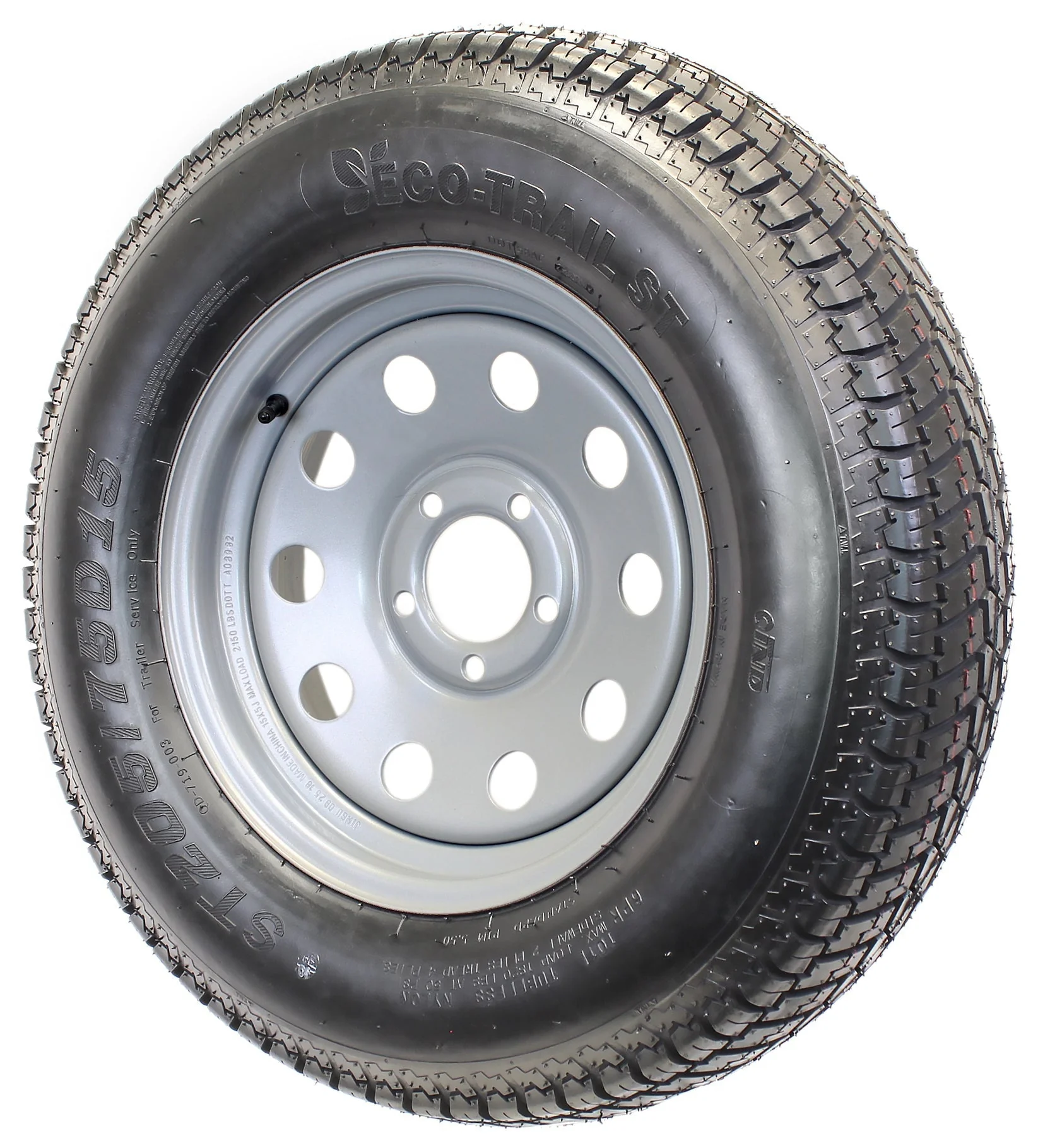 Neumático para Remolque Montado en Rin ST205/75D15 F78-15 205/75-15 LRC Rueda de 5 Pernos Modular Plateada