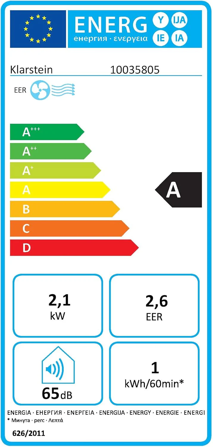 Klarstein Mobiele Airco met Afvoerslang, 3-in-1 Airconditioner met Ventilator & Luchtontvochtiger, Kleine & Draagbare Airco voor Thuis & op Kantoor, met Nachtmodus & App-bediening, 7000 BTU