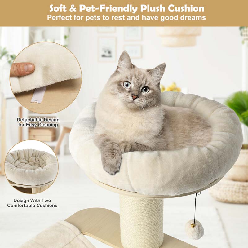 Eletriclife 68.5-Inch 4-Layer Wooden Cat Tree Condo Activity Tower with Sisal Posts