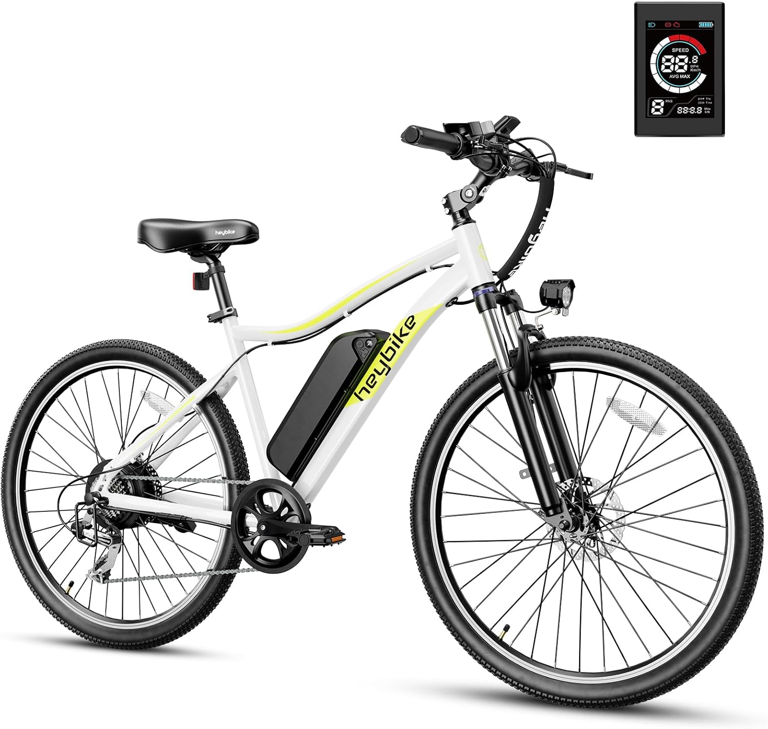 Heybike Race Max Electric Bike for Adults with 750W Peak Motor, 28mph Max Speed, 600WH Removable Battery Ebike, 27.5 Electric Mountain Bike with 7-Speed and Front Suspension