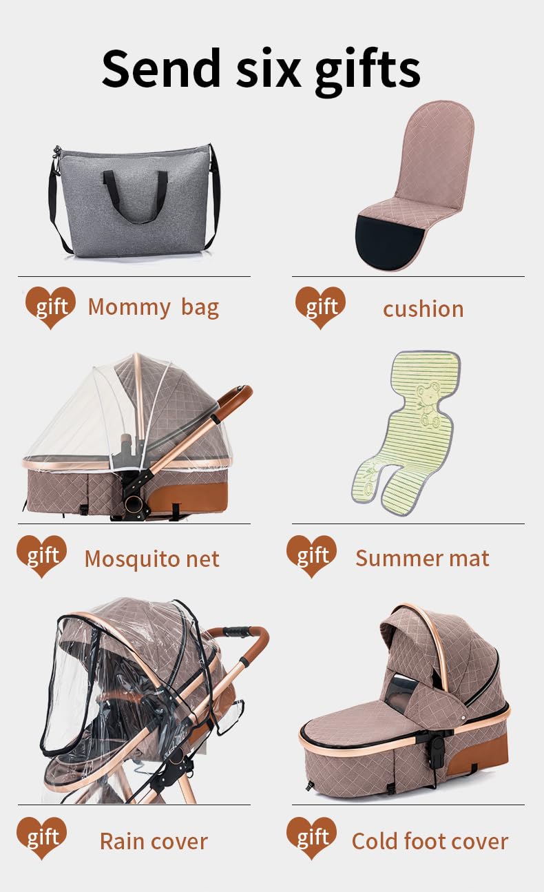 YAZOCO kinderwagen 3 in 1 Buggy Babybett Komplett Set Einem Klick Zusammenklappbarer Kinderwagen, KombiKinderwagen Aluminiumrahmen für Neugeborene (Schwarz)