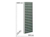Scaffale portaminuteria Tecnotelai 600x120x1800mm con 95+5 caselle in metallo