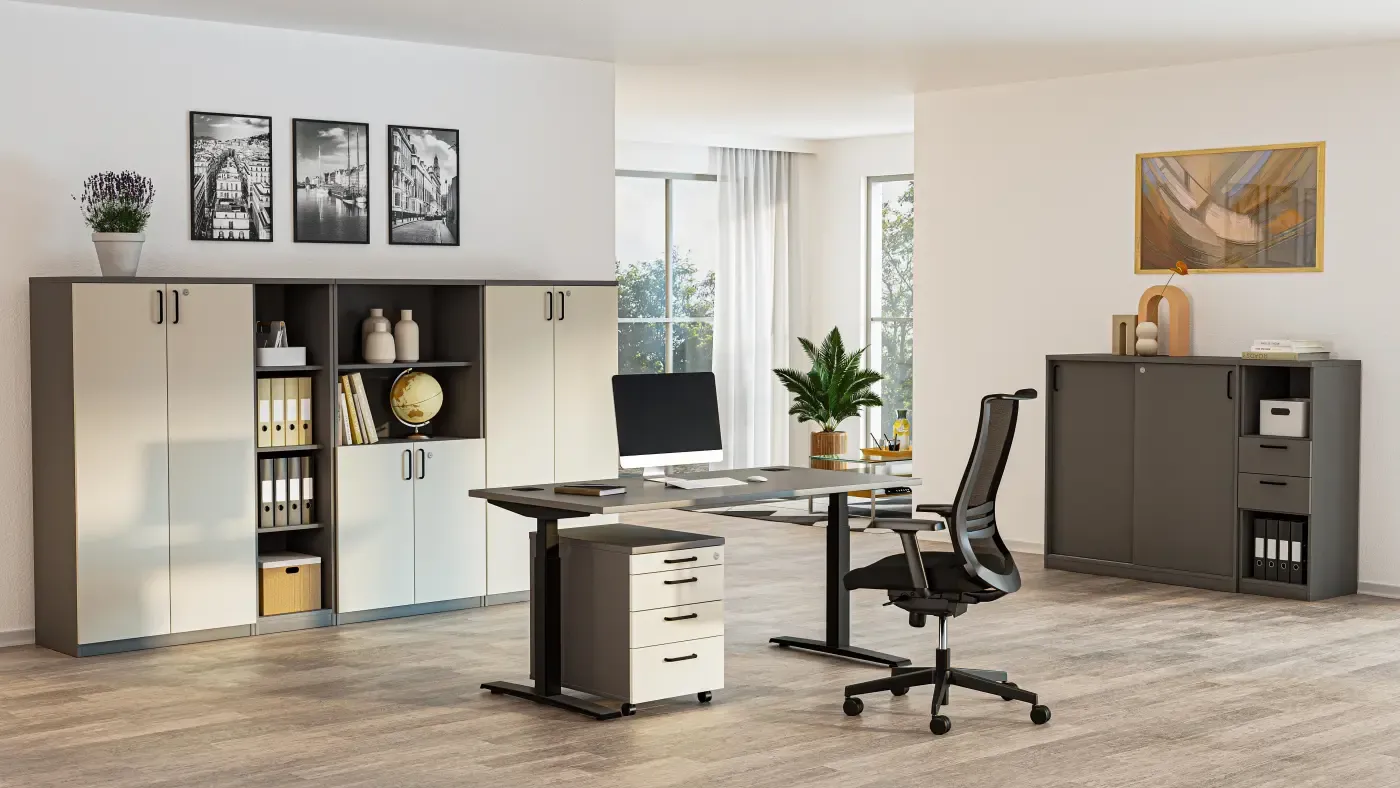 Nowy Styl Schrank mit Flügeltüren E10 MS Slate/Cashmere ca. 80x155x45 cm