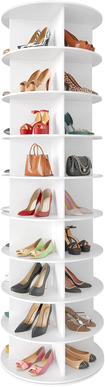 SpaceAid 7 Tier Rotating Shoe Rack Tower, Spinning Shoe Display Lazy Susan