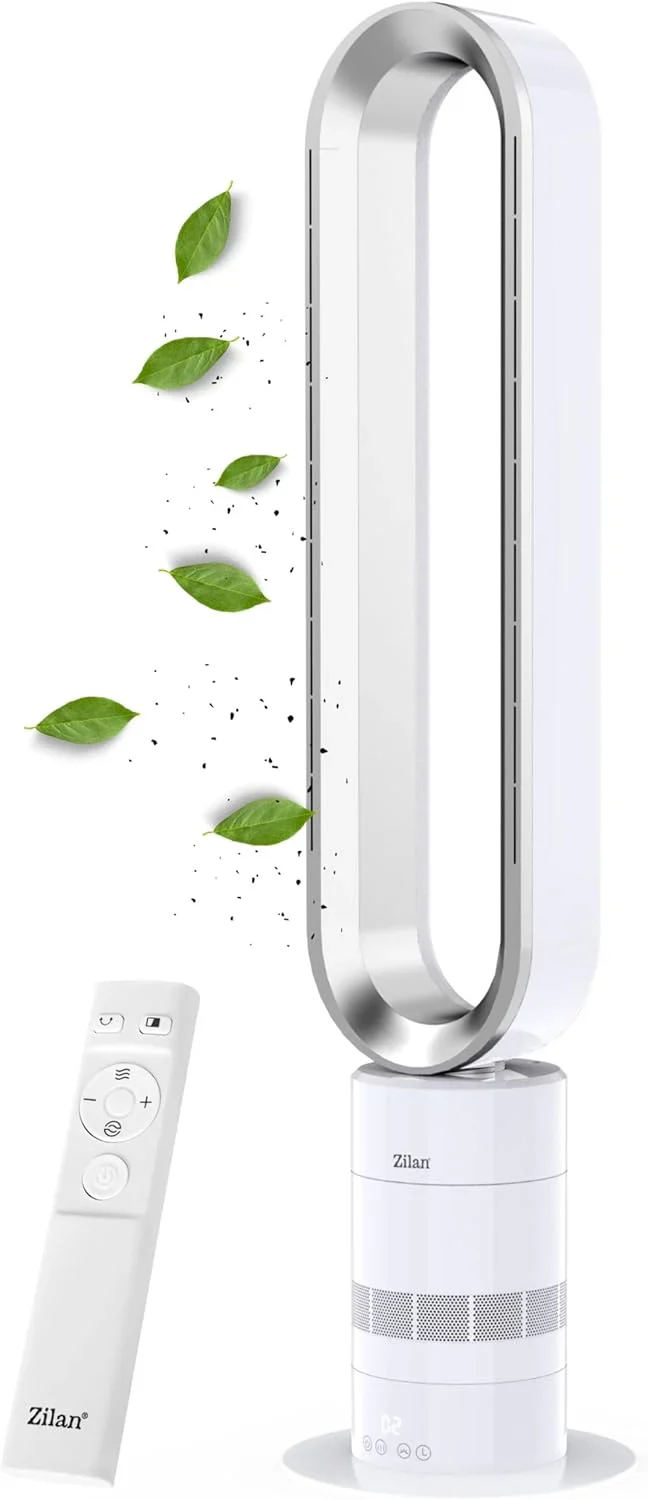 Zilan Ventilatore a torre, motore BLDC a risparmio energetico con telecomando, ventilatore a risparmio energetico, oscillante, molto silenzioso, design, ventilatore a piantana, 10 velocità, ventilatore a colonna con raffreddamento, Tower Fan