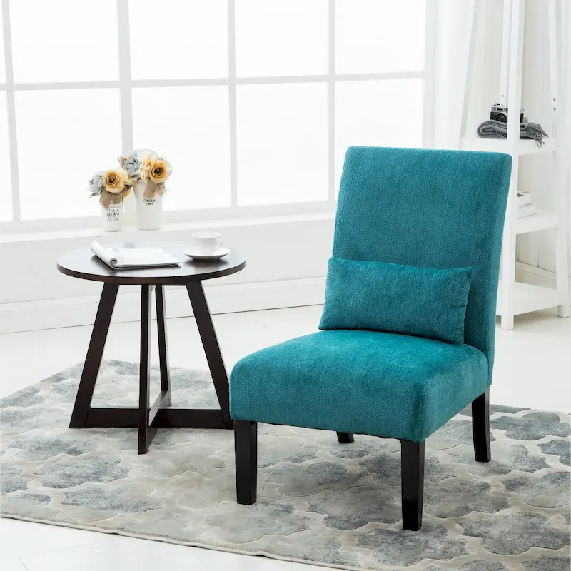 Porch & Den Vista Armless Chenille Accent Chair with Kidney Pillow