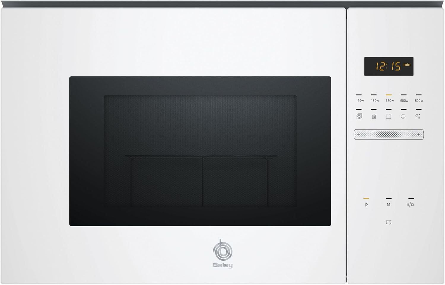 Balay - Microondas integrable, Control Comfort, Aqualisis, Cristal blanco, 3CG5172B2