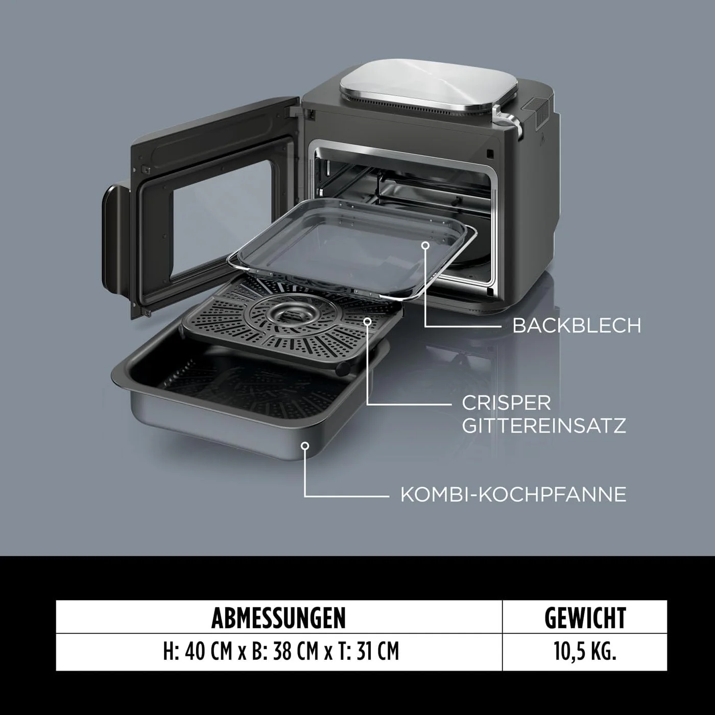 2025 Ninja Combi 12-in-1 Multikoker, Oven & Heteluchtfriteuse, 12 kookfuncties, Air Fryer & Grillen, bereiding in 15 min, met bakplaat, pan, Crisper rooster, receptenhandleiding, grijs, SFP700EU*