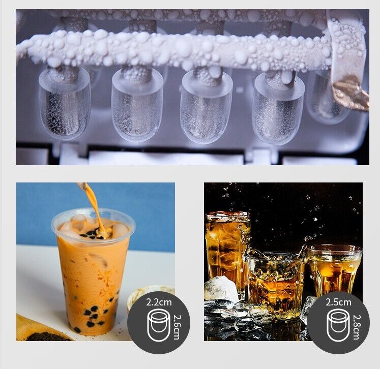 CJC Countertop Ice Maker Portable Ice Machine with Carry Handle Basket and Scoop for Home Kitchen Party 110V