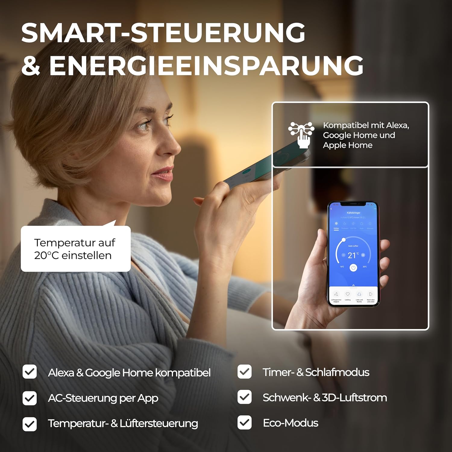 Kältebringer Split Klimaanlage - 9000 BTU (2,6 kW) - Klimagerät mit Heizfunktion, WiFi & App, bis 45qm, sehr leise - Set mit 5m Kupferleitung, Kältemittel R32, Montagematerial
