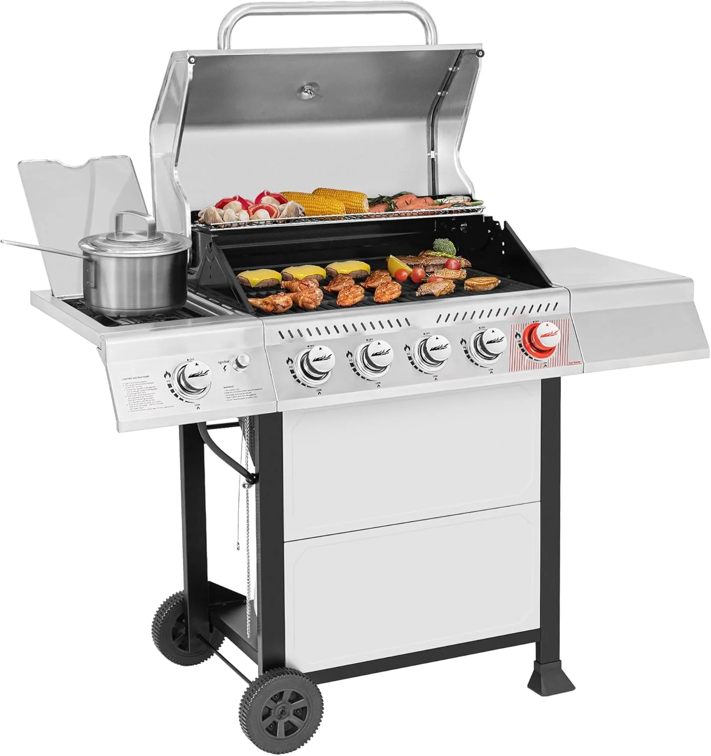 Royal Gourmet GA5401T 5-Burner Propane Gas Grill with Sear Burner and Side Burner, Stainless Steel BBQ Grill with 632 Sq. In. Grilling Area for Outdoor Barbecue Cooking, 64,000 BTUs, Silver