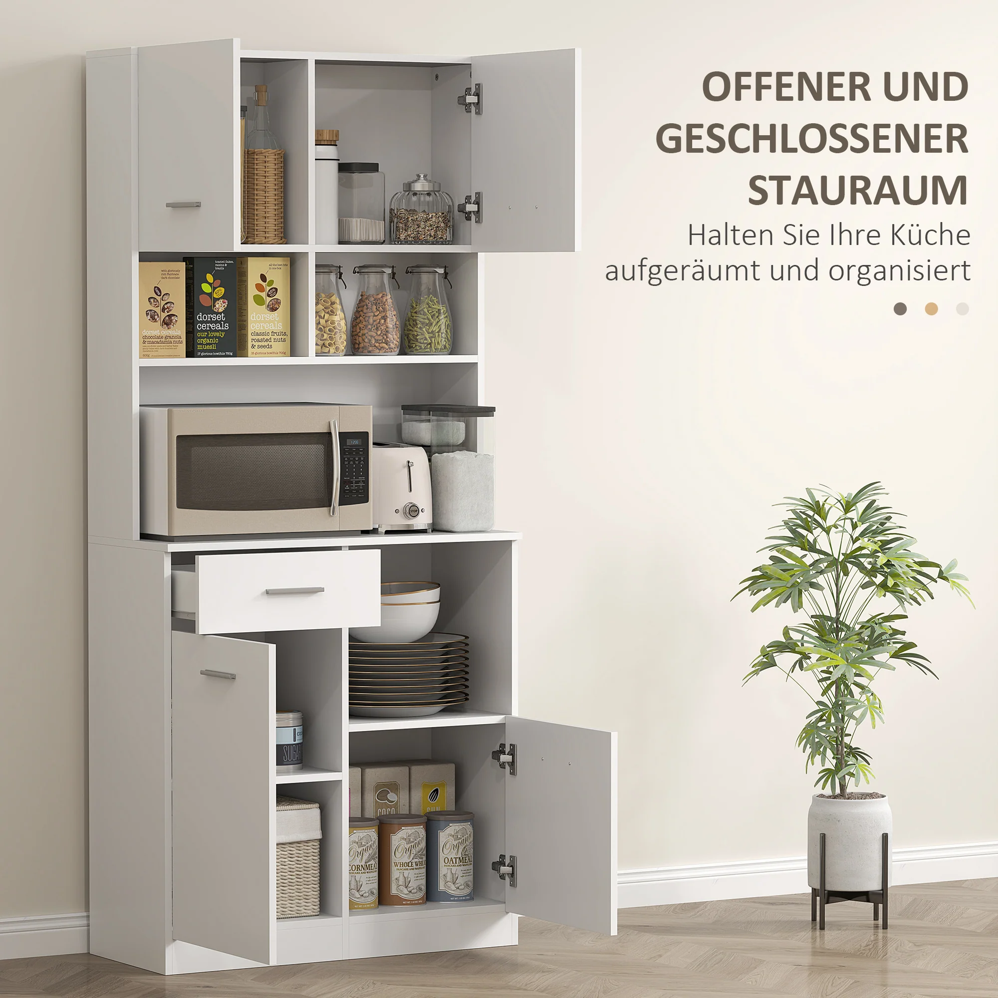 HOMCOM Buffetkast met Lade, Soft-Close Deuren, 80 x 35 x 180 cm - Wit