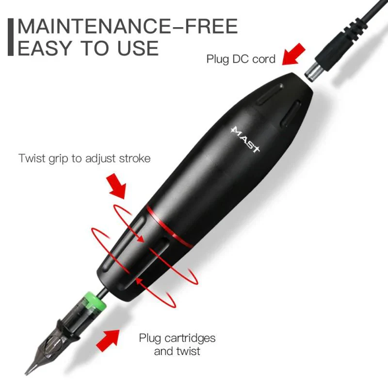 Kit de Máquina de Tatuaje Rotativa Mast Pen con Fuente de Alimentación Airfoil para Tatuajes