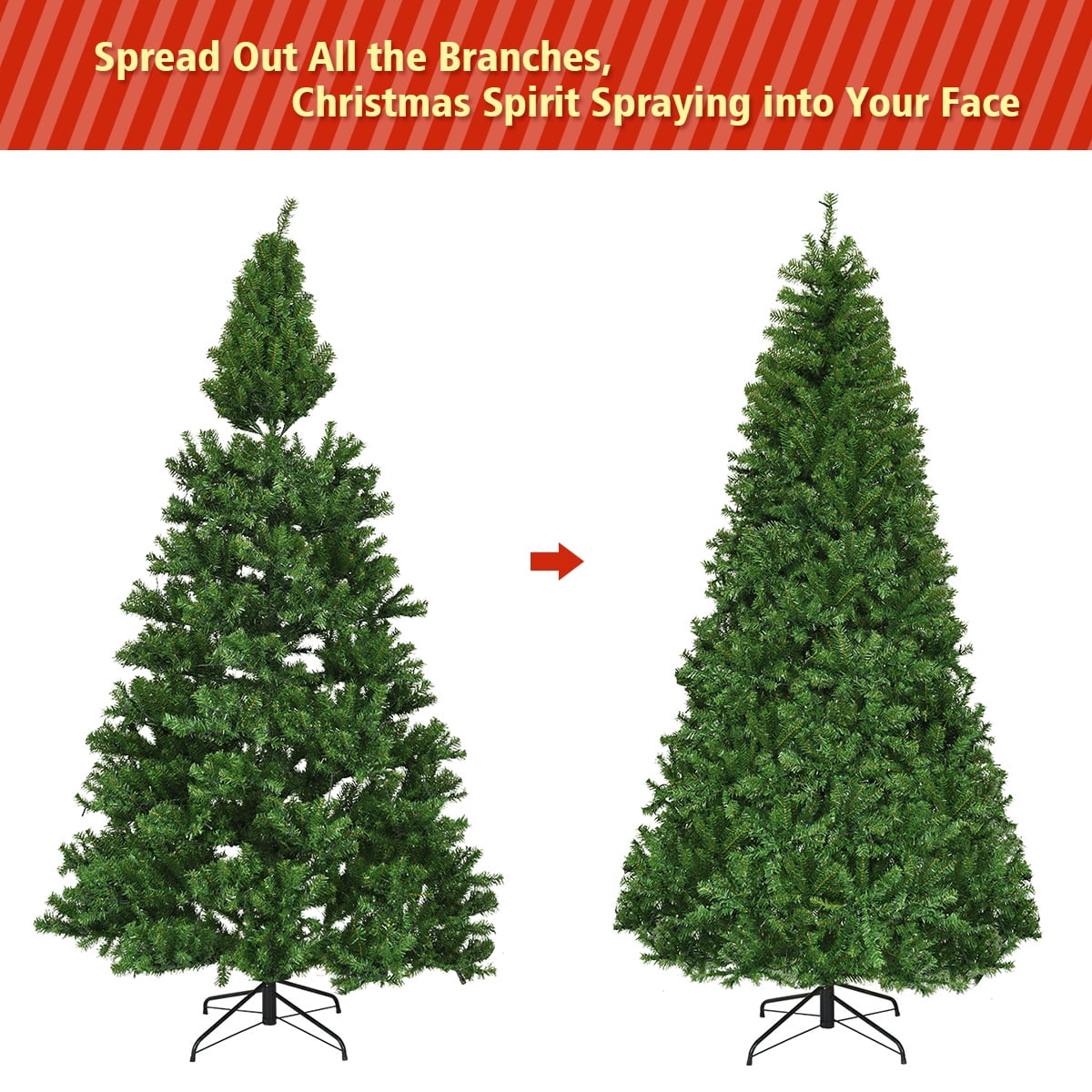 Costway 8Ft Pre-Lit Artificial Christmas Tree Hinged 750 LED Lights