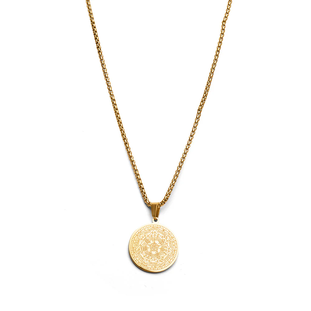 Ketting Aemeth Zegel - 7 Aartsengelen John Dee - RVS - Goud