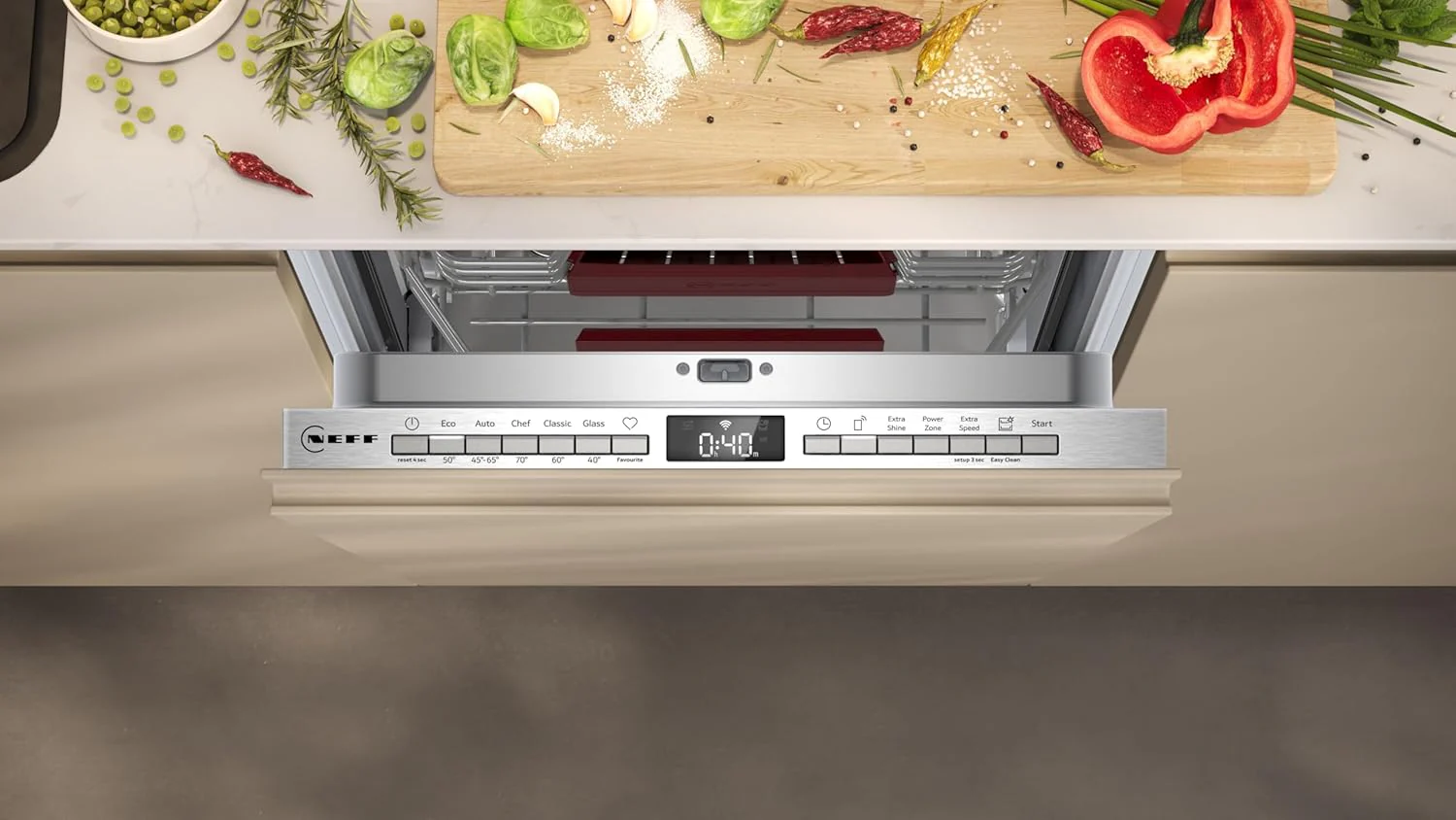 NEFF S157YCX03E, N 70, Smarte volledig ge?ntegreerde vaatwasser, 60 cm, Besteklade, Made in Germany, Zeolith-droging, bijzonder stille vaatwasser, in hoogte verstelbare bovenkorf, sterke sproeidruk