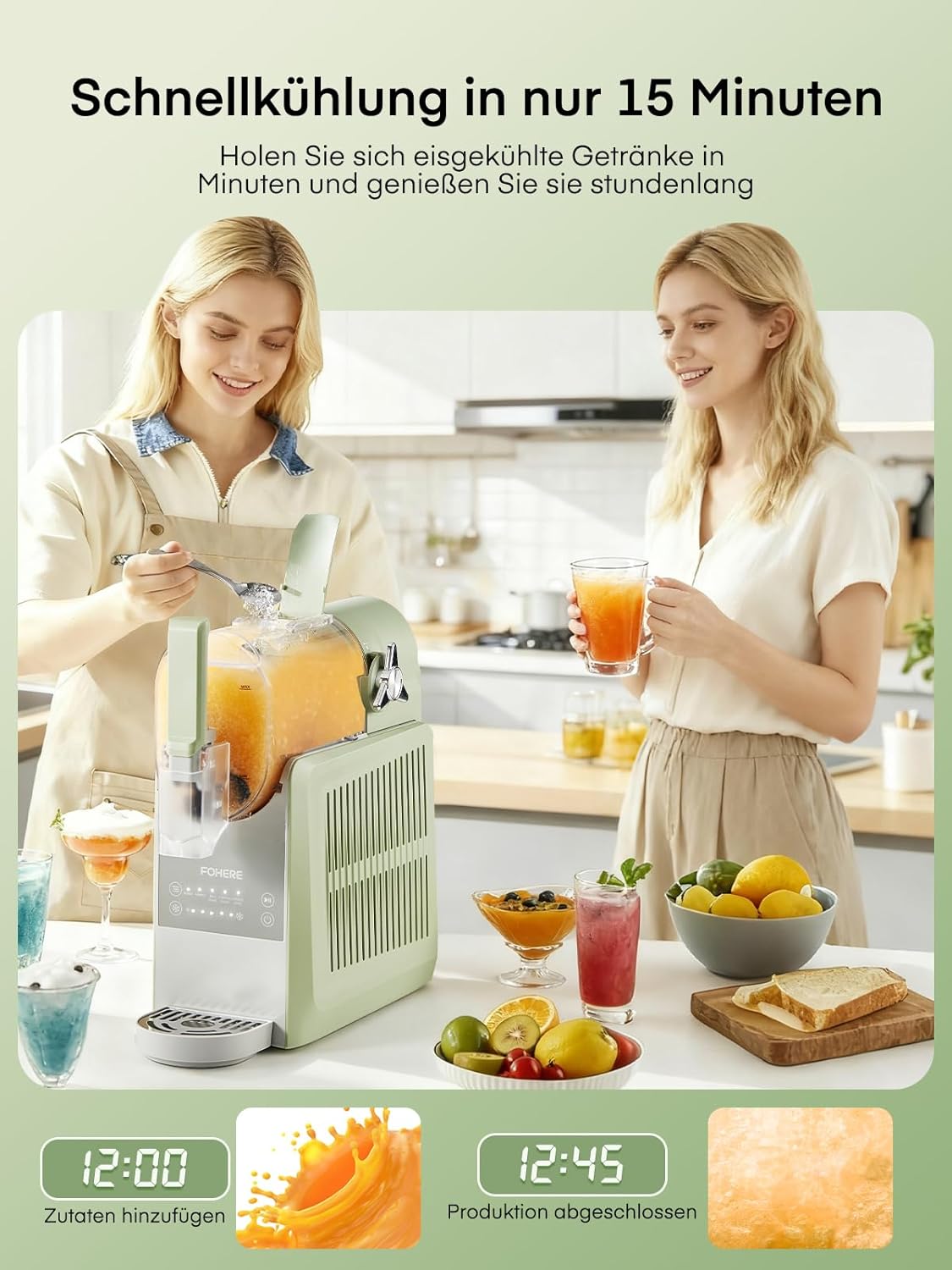 FOHERE Slush Maschine, 2,6L Slushie Maschine für Zuhause, Slush Eismaschine mit Selbstreinigung, Ohne Eiswürfel & 5 Smarten Programmen, für Slush, Eis-Cocktails, Frappé, Margaritas & Milchshakes
