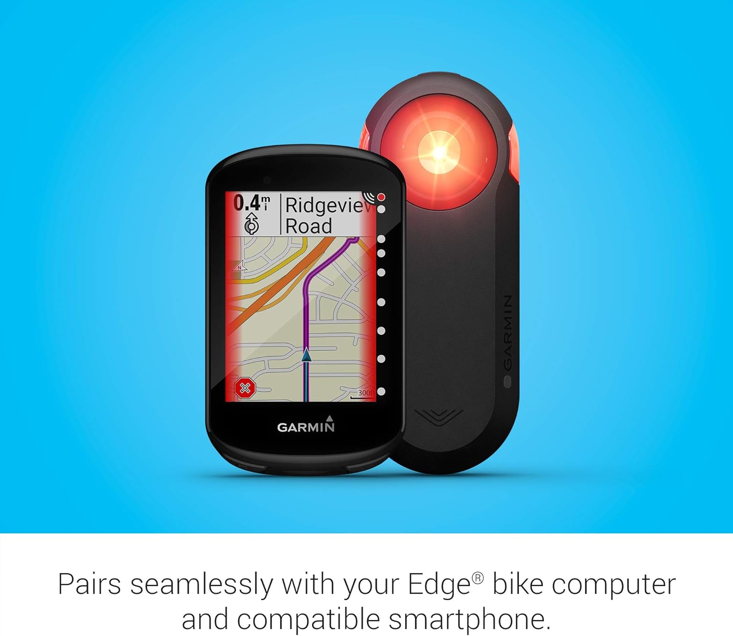 Garmin Varia RTL515 Rearview Radar & Tail Light, LED Display, 153-Yard Vehicle Alerts, Battery Powered, Compact Design