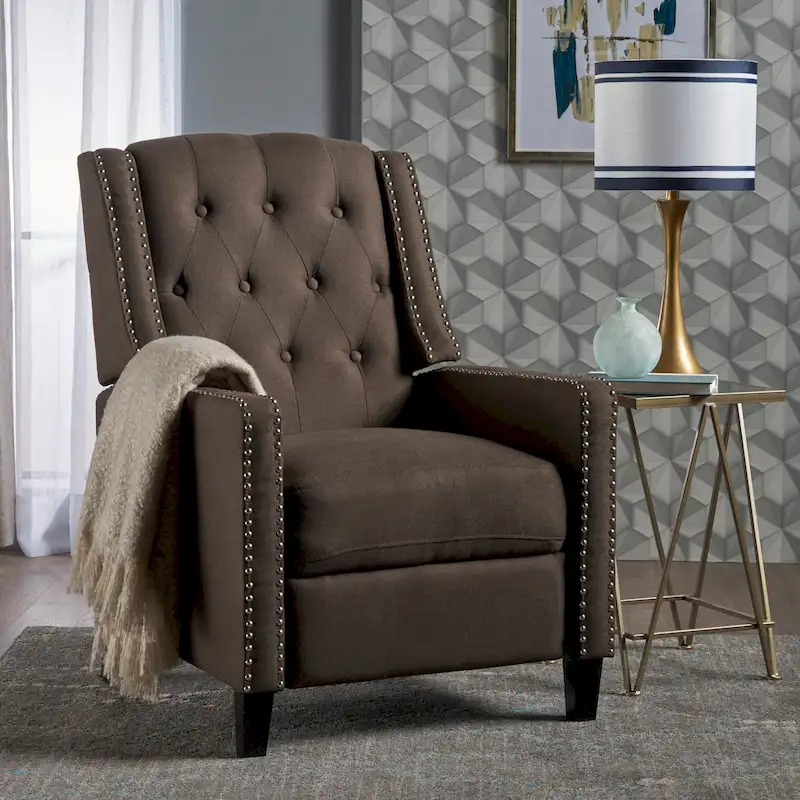 Roomfitters Classic Fabric Push-Back Recliner Chair - Elegant Seating for Living Room and Bedroom