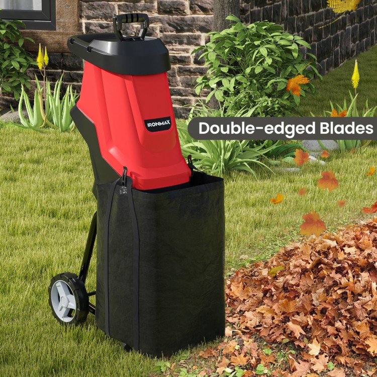 15-AMP Electric Wood Chipper and Shredder Leaf Mulcher with Wheels