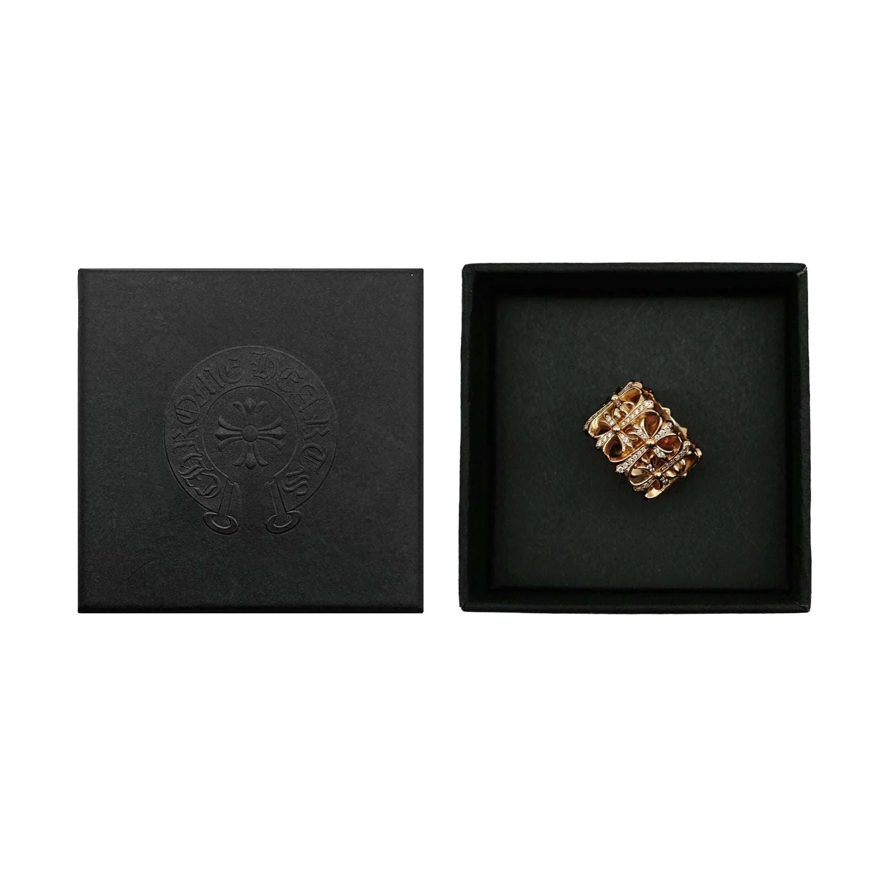 Chrome Hearts Jewelry 22K Gold With Diamonds Cross Cemetery Ring