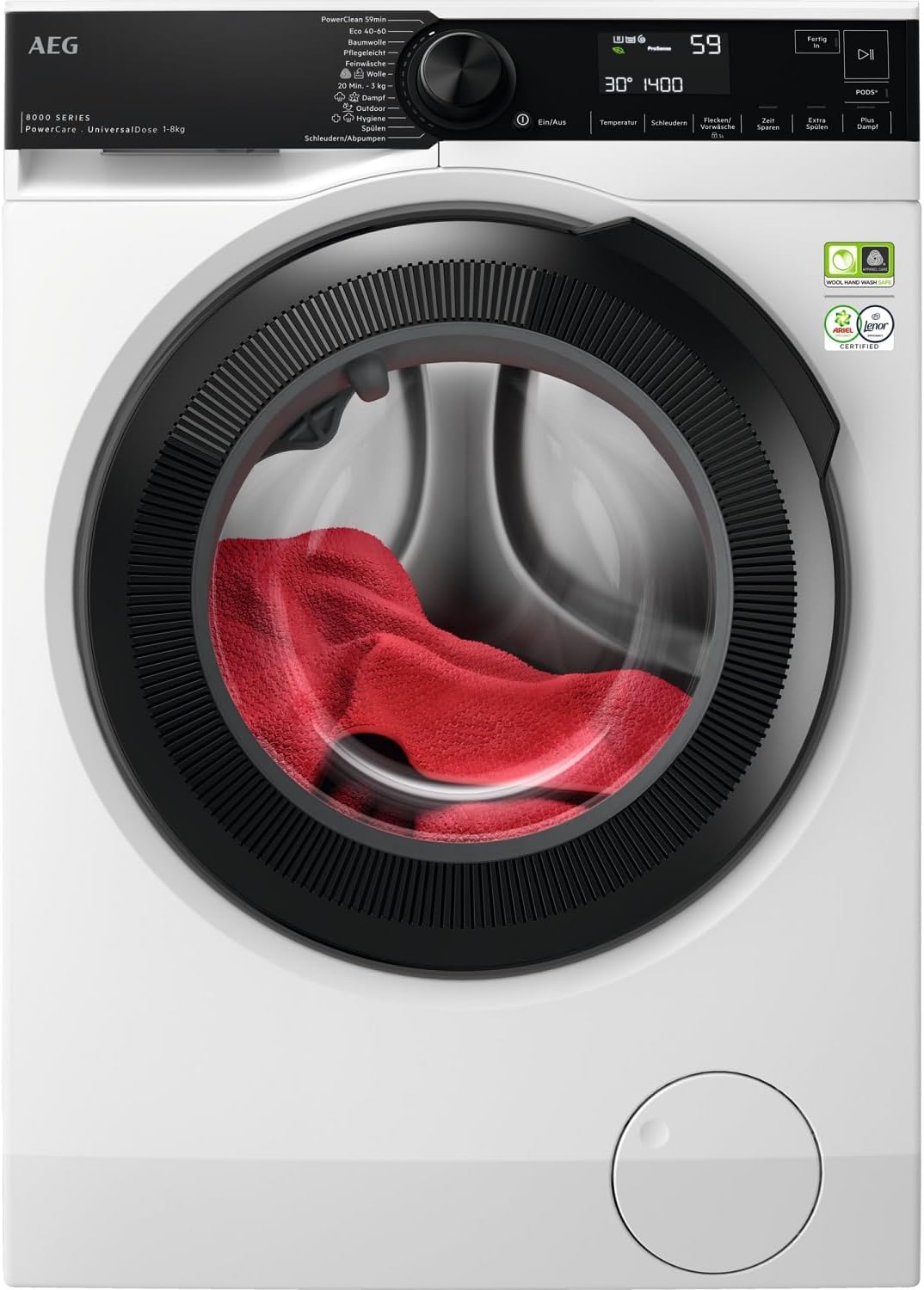 AEG L6FBG51470 Waschmaschine / Serie 6000 mit ProSense / Testsieger der Stiftung Warentest / 7,0 kg / Leise / Mengenautomatik / Nachlegefunktion / Kindersicherung / Wasserstopp / 1400 U/min