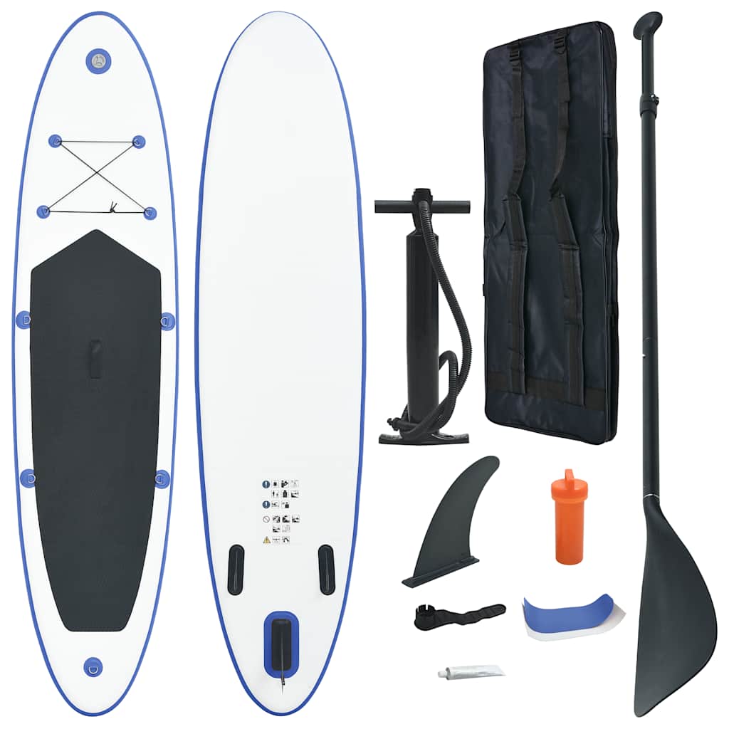 Juego de tabla de paddle surf hinchable azul y blanco v8005
