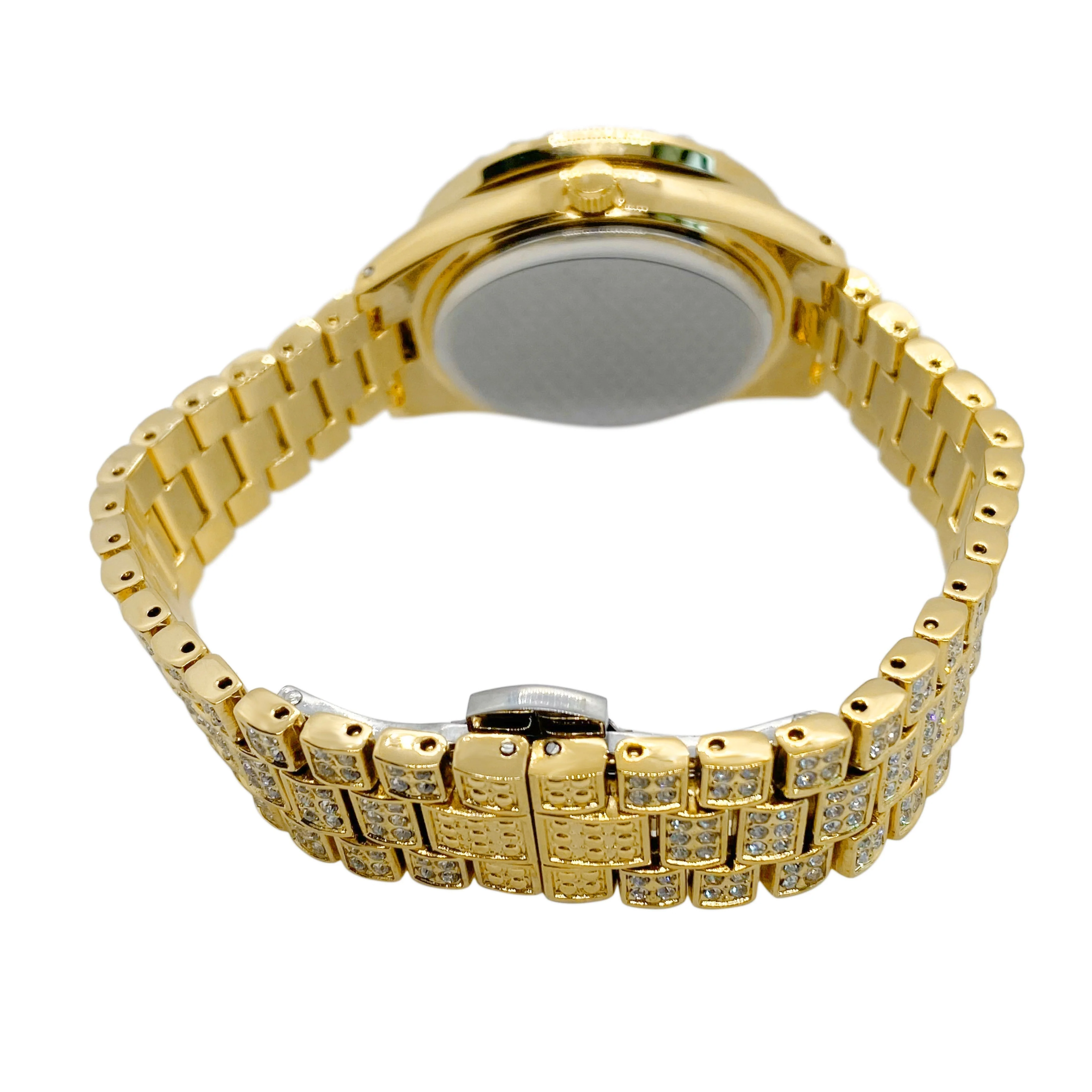 Big Daddy Bling Gold Pink Dial Roman Numeral Watch